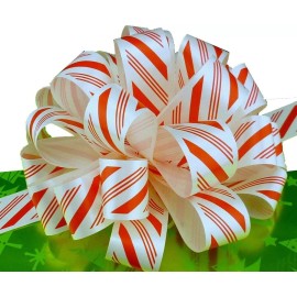 GiftWrap Etc Candy Cane Swirl Pull Bows with Tails - 8" Wide, Set of 6, Christmas, Gift Wrap