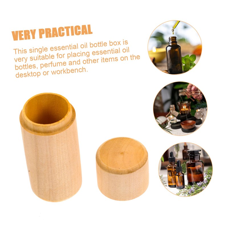 BUGUUYO Essential Oil Wooden Storage Box Round Single Bottle Case