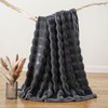 Battilo Dark Grey Faux Fur Throw Blanket, Rabbit Fur Blanket