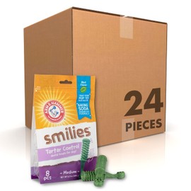 Arm & Hammer for Pets Smilies Dental Chews for Dogs Dental Chews Fight Bad Dog Breath, Plaque & Tartar Without Brushing Fresh Mint Flavor, Dog Dental Treats (Pack of 24, 192 Count Total)