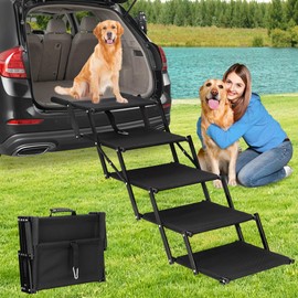 Dog Stairs for Large Dogs, Foldable Pet Stairs Non-Slip Surface Pet Ramp for Car SUV Truck High Beds Couch, Supports up to 150 lbs, 5 Steps