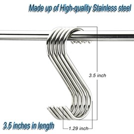 AMZFULY 40 Pcs S Hooks for Hanging,3.5 inch S Shaped Hooks for Kitchenware Pots Work Shop Utensils Clothes Bags Bathroom Towels Garden Plants