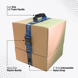 8’ Carry Strap with Handle | Adjustable Belt | Easy, Safe, Secure, Lifting, Moving, Carrying Heavy Boxes, Groceries | Best Luggage Strap (Strap-A-Handle 8ft. Length, 50lb. Capacity)