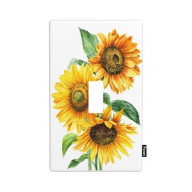 Pznen Bouquet of Yellow Flowers s Light Switch Cover Watercolor Sunflowers Single Toggle Wall Plate 1 Gang Switchplate Home Decor for Bedroom Bathroom 4.5"x 2.76"