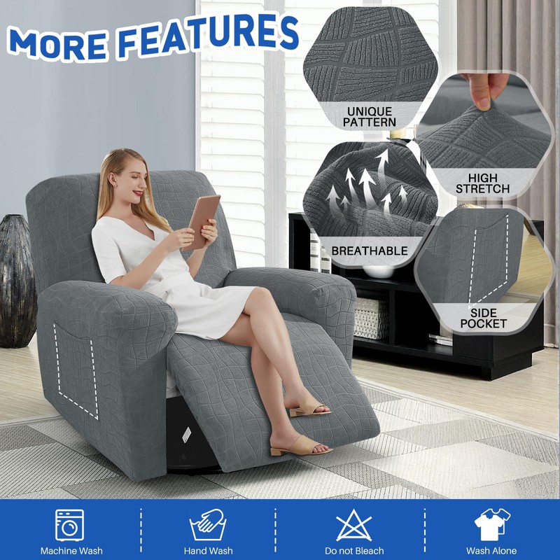 MAXIJIN Waterproof Recliner Covers for Large Recliner 3 Pieces Oversized