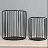 Cage Candleholder Set Matte Black Metal Cylinder Modern Simple Bird