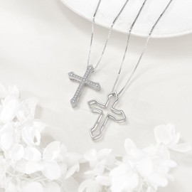 JBAERD Matching Cross Couples Necklaces 925 Sterling Silver BFF Necklace Matching Jewelry Gifts for Couples BFF Friends