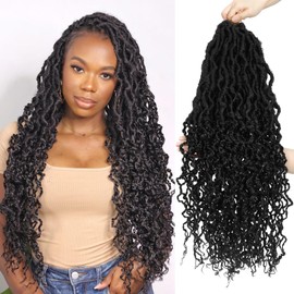 Betufllo Faux Locs Crochet Hair Pre Looped for Women 24 Inch 7 Packs Soft Long Locs Crochet Hair Mini Passion Twist Crochet Hair Handmade Synthetic Braiding Hair Braids Extensions(Black)