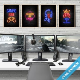 mojoliving Gaming Poster | Gaming Decoration Pictures | Poster Wall for Gamers Teenagers' Room | Gaming Sign | Cool Gifts for Gamers | Gaming Picture Set for Gaming Desk