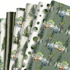 lyroiphic Christmas Wrapping Paper - 12 Sheets (50 x 70 cm) Christmas Paper with Christmas Tree, Santa, Snowman, Snowflake - DIY Craft Paper for Gift Wrapping (Cyan)