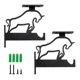 MUMIAO Heavy Duty Shelf Bracket, 5 Inch Industrial Iron Self Brackets Supports Wall Mounted Shelving Hardware for Wood Floating Shelf Modern Rustic Decor (Bull 2 Pack)