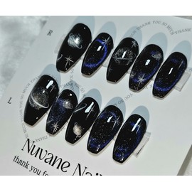Winter Universe [Handmade Nail Tips] - Long Oval / 겨울 우주[수제네일팁] - 롱 오벌