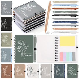 Chiisong 30 Sets Inspirational Thank You Spiral Journal with Sticky Note Boho Aesthetic Floral Notepad Motivational Ballpoint Pen Bulk Employee Appreciation Gift for Coworker Teacher (Lovely Style)