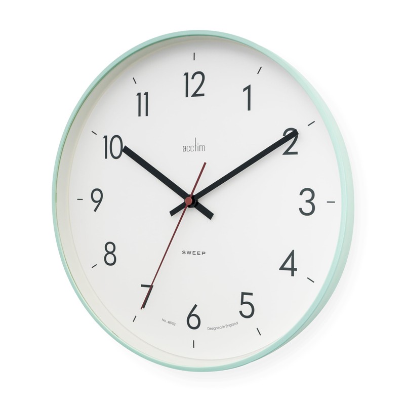 Acctim Aster Non-Ticking Sweep Sleek Wall Clock (Mint Humbug)