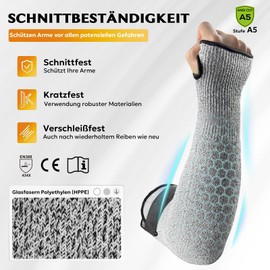 Migliore Wear Cut Resistant Sleeves Forearm Protection Class 5, Long Breathable Arm Protectors for Men and Women, Arm Sleeves for Gardening, Kitchen, Cooking, Crafts