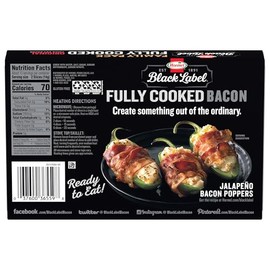 Hormel Black Label HORMEL BLACK LABEL Thick Cut Bacon, Fully Cooked Bacon, Gluten-Free Snacks, Family Pack - 6.3oz