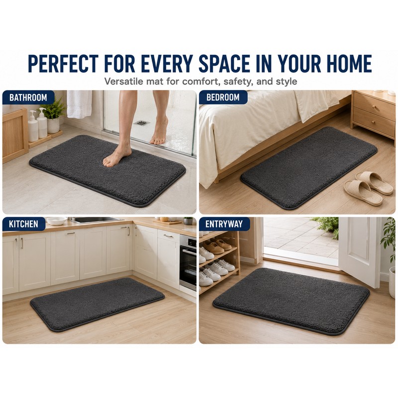 Memory Foam Absorbent Floor Mat Non-Slip Bath Mat Soft Coral