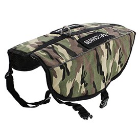 MonMed Service Chaleco con arnés para perro con parches – Chaleco de apoyo emocional de camuflaje mediano con 22,5 a 68,5 cm de pecho