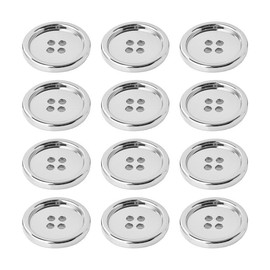 12 PCS Silver Buttons for Sewing, 4 Holes Buttons for Crafting, Suitable for Shirt, Trouser, Blazer（20mm）
