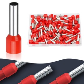 Flintronic 100Pcs Wire Ferrules kit, Electrical Connectors, Wire Terminal Ferrules Crimp Connector, Insulated Cord Pin End Terminal Crimp Ferrules Kit with Portable Box, E1018 10m㎡ (Red)