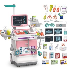 Kit de Doctor para Niños - Conjunto de Estación Médica de Juguete para Niños y Niñas, Carrito Móvil con Conjunto de Juego para Edades de 3 Años en Ade