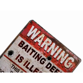 ERLOOD Warning Baiting Deer Is Illegal Metal Tin Sign, Tin Signs Vintage Coffee Wall Coffee & Bar Decor,size 12 X 8