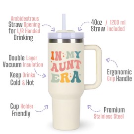 momocici Aunt Cup Tumblers Gifts.40oz In My Aunt Era Tumbler with Handle.Aunt Gift.Aunt Cups.Aunt Tumbler.40oz Birthday Christmas Mothers Day Gifts for aunt.