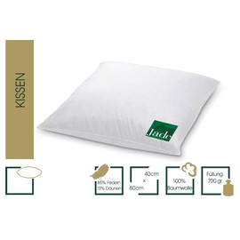 HANKRUCHEN® | 925.20.336 | JADE | Down Pillow - 40 x 80 cm - Medium - 85% Feathers - 15% Down 700 g