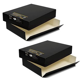 Lineco, 11x14 Museum Storage Box Black, Archival Quality Acid-Free Buffered Drop Front Design with Metal Edges Removable Lid, 11 1/2x15x3 In (2 Pack)