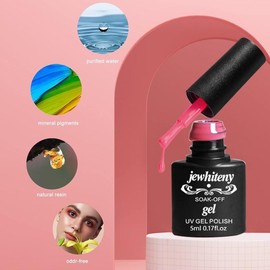 JEWHITENY 45PCS Gel Nail Polish Kit, 42 Colors 7ML Nude Gray Pink Blue Soak Off Kit Glitter Art Starter Beauty Gifts Set for Women Girls Valentines Mother's Day Gift