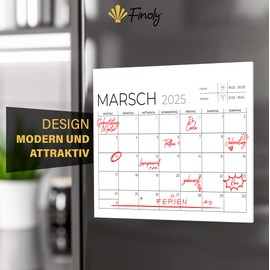 Finoly Magnetic Calendar 2025/2026 | Calendar Magnetic Fridge from January 25 to June 26 | Calendar 2025 Wall Calendar | Monthly Planner Magnetic 2025 2026 | 30 x 21 cm
