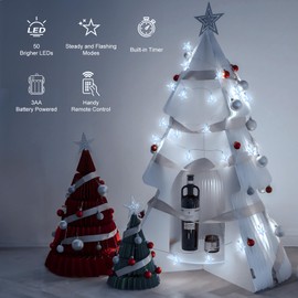 Brightown Star String Lights Battery Operated - 17 ft 50 LED Star Fairy String Lights with Remote and Timer, 8 Modes Waterproof for Bedroom Tent Loft Bed Patio Party Wedding Decor, White