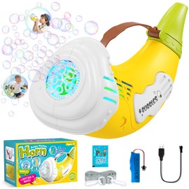 Bubble Machine Children's Musical Bubble Gun that Can Be Blowed with Your Mouth and Can Also Produce Soap Bubbles Automatically - Yellow