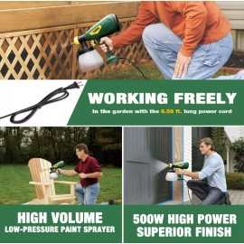 TECCPO Paint Sprayer, TECCPO 500 Watts Up to 100 DIN-s, 800ml/min HVLP Sprayer TAPS02P