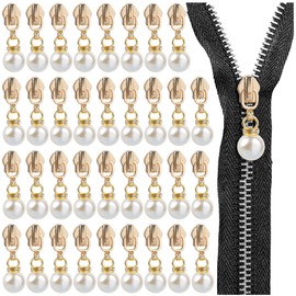 Framendino, 60 Pack Pearl Zipper Pulls #5 Metal Replacement Slider for Craft Making
