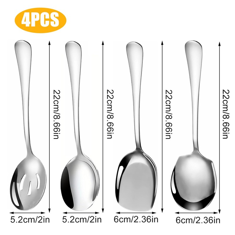 4 Pcs Serving Spoons Large Serving Spoon Slotted Spoons Serving