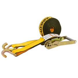 Mytee Products Kinedyne Ratchet Tie-Down Straps with Wire Hook, 2" x 30' Yellow Ratchet Strap | 10,000 Lbs Breaking Strength | Heavy Duty Tie Down Ratchet Straps for Flatbed, Truck, Trailers Pickup