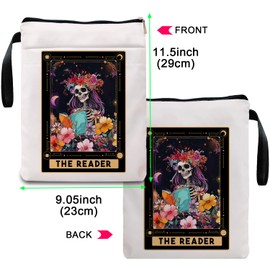 Book Sleeve with Zipper, Book Sleeve for Book Lovers, The Reader Tarot Card Book Sleeves, Book Pouch Kindle Protector, Gifts for Women Teacher Librarian Bookworm Bookish (White-A, Large)