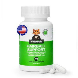 Hairball Relief for Cats, Cat Hairball Remedy, Cat Hairball Control with Psyllium Seed Husk and Vitamins, Helps Eliminate & Prevent Hairballs, Supports Healthy Digestion & Coat, 50 Capsules