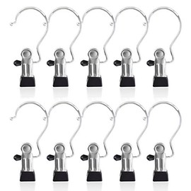 Qishi Stainless Steel Portable Laundry Hook Hanging Clips (10-Clips)