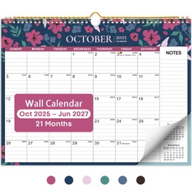 2026 Calendar, 21-Month Wall Calendar Runs from Oct 2025 to Jun 2027, 11.5" x 14.7",Large Monthly Calendar with Twin-Wire Binding, Perfect for Home or Office -Twilight Petals