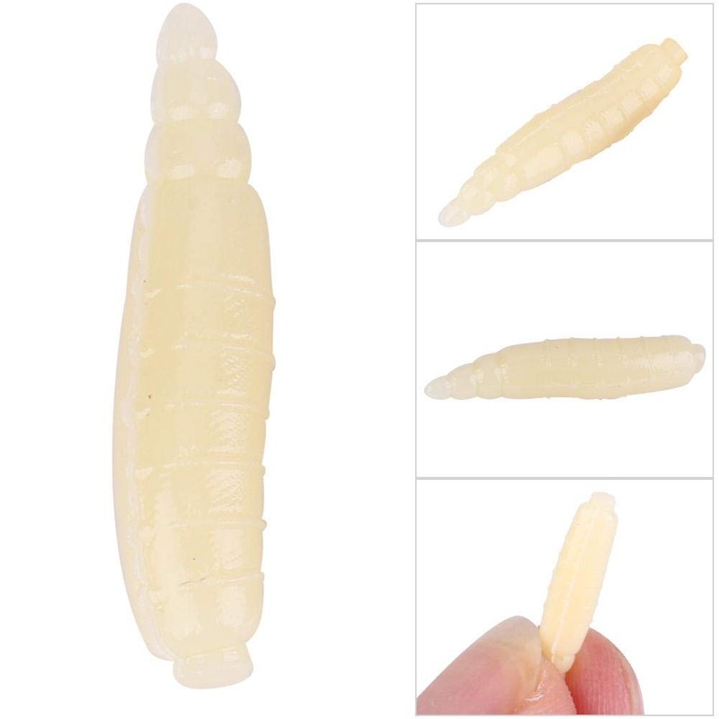 Artificial Soft Lures, 200pcs 17mm Small Artificial Lifelike Maggot Grub
