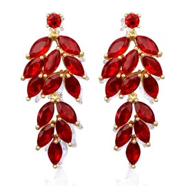 TOFBS Earrings for Women Dangle Exaggerated Long Hanging Jewellery Fashion Delicate Flower Metal Cubic Zirconia Tassel Drop Gift, Zircon, Zircon