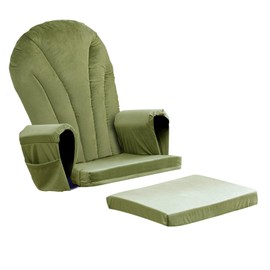 ANMINY 5pcs Glider Rocker Replacement Cushions Set - Thickened Velvet Glider Rocking Chair Cushions with 29 inch High Backrest & Side Pockets for Indoor Nursery, Washable & Non Slip, Green