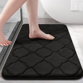 Super absorbent bath mat. 24x16 Memory Foam Bath Mat Rug. Black Thick and comfortable bathroom rug, ultra soft, non-slip and absorbent. Machine wash dry. Carpet for bathroom floor, tub and shower, room and kitchen. gifts. - Color: Size: 30" x 20" | Color