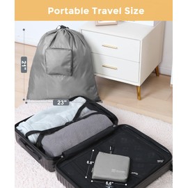 Travel Laundry bags, 2 Pack Dirty Laundry Travel Bag, Foldable Dirty Clothes Bag for Traveling, Washable and Small Laundry Bag with Handles for Suitcase, Gym, Camping, Grey