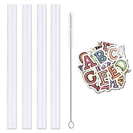 Miracredo 4 PCS Reusable Straws for 12 oz Camelbak Eddy Water Bottles, BPA Free, Easy to Clean, Plastic Straws for Flask, Included Straw Cleaner Brush & Stickers