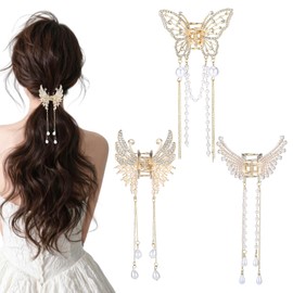 Pack of 3 Butterfly Hair Clips Gold Hair Clips Butterfly Hair Clips Girls Butterfly Hair Clip Hair Accessories Claw Clip for Women and Girls