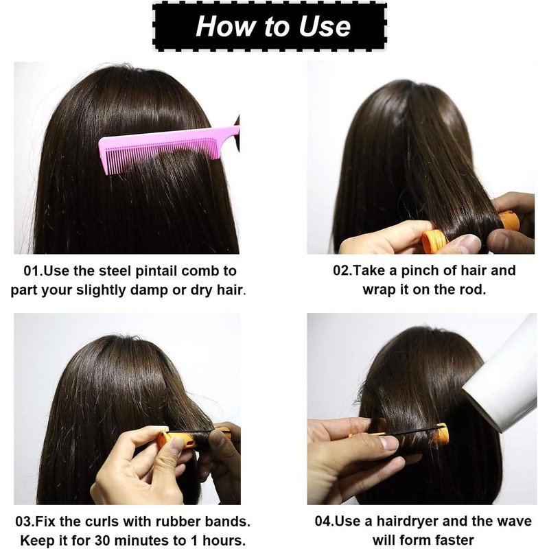 Hair Roller, Flexible Curling Rod, 60 Pieces 6 Different Sizes