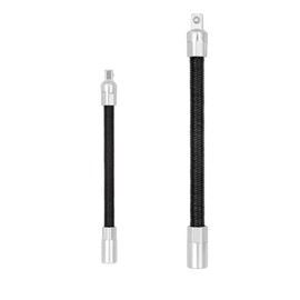 Luvilly 2Pcs Flexible Extension Bar Set,Flexible Wrench Extension Rod,Bendable Flexible Socket Extension Bar Shaft,1/4in*3/8in,Black